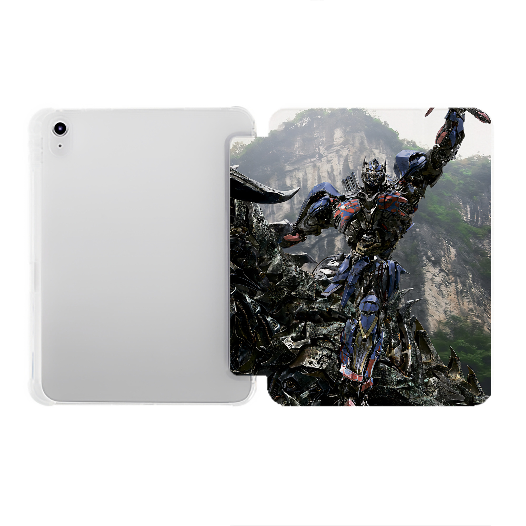 （画像用） Transformers トランスフォーマー IPad ケース ペン収納付き 三つ折りスタンド PUレザー×シリコン 対応機種9.5/10.5/10.9インチ
